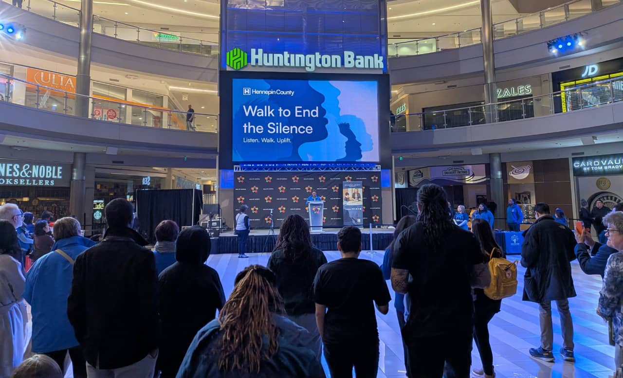 People gather at the Mall of America for Hennepin County’s first Walk to End Silence.