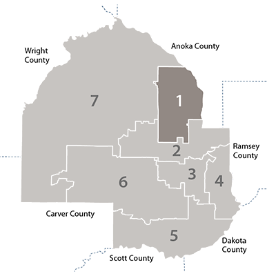 hennepin county map showing district 1