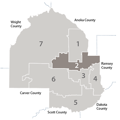hennepin county map showing  district 2