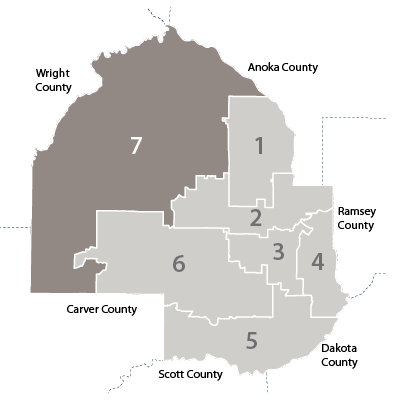 hennepin county map showing  district 7