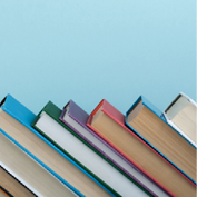 books with a blue background