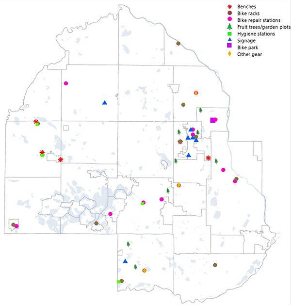 A map of Active Living projects across the county. 