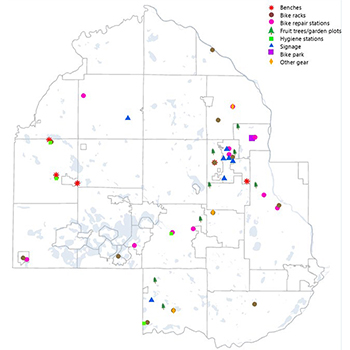 A map of Active Living projects across Hennepin County. 