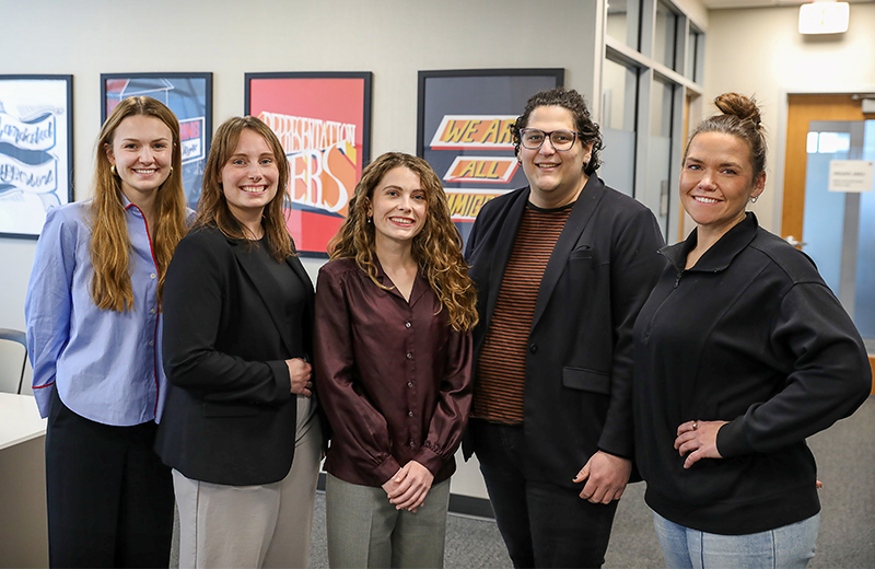 Pictured left to right: Law clerks Claire Girod, Elise Swenson, Mary Leniton and Teresa Padrón with supervisor Lauren Pockl