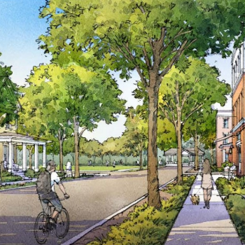 An illustration of Rogers' main street. 