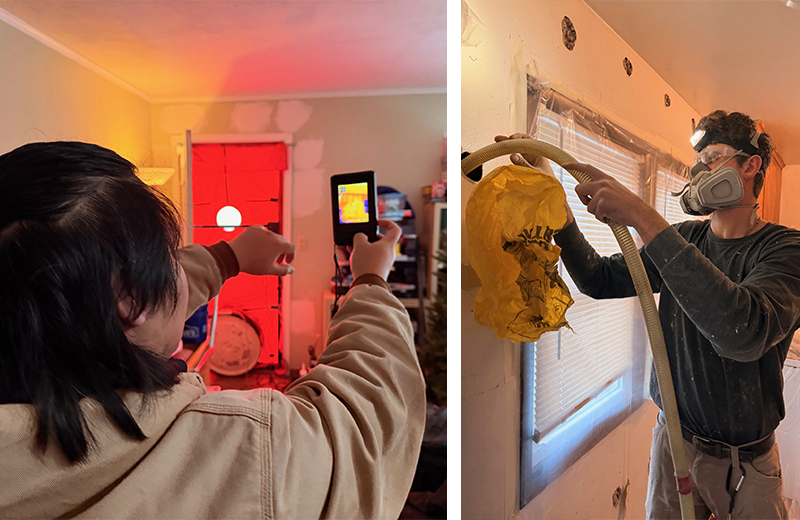 people in the house checking the energy in the house