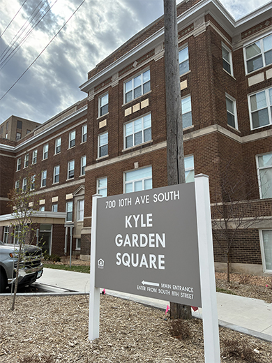 Outside of Kyle Garden Square building