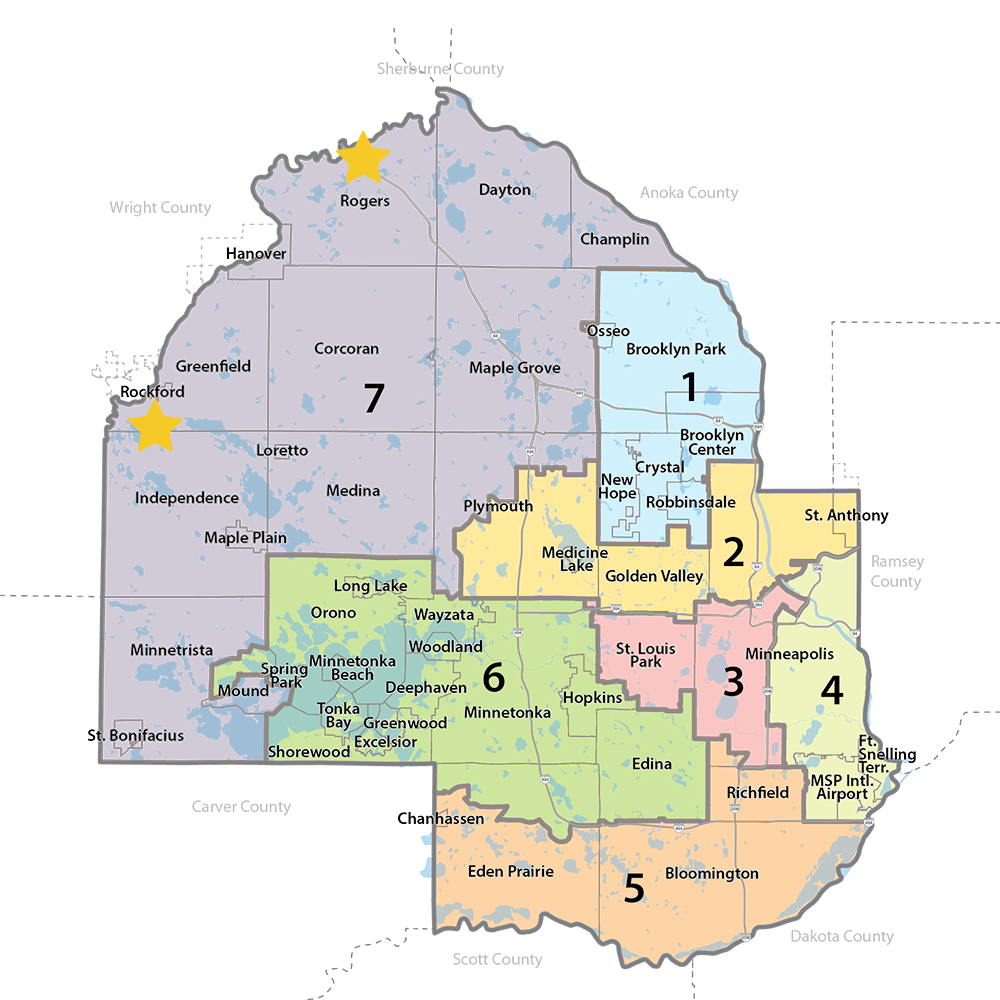 map with the counties in different colors